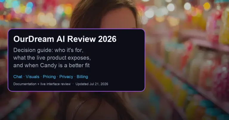 OurDream AI review 2026 — decision guide cover for chat, visuals, pricing and privacy